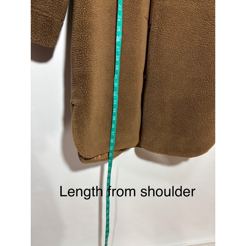 Rebecca Minkoff Shacket Womens L Brown Sherpa Long Teddy Coat Faux Suede Lining - Picture 7 of 11